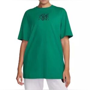 The featured item is the Nike Women's Monogram BF Tee in the color Malachite